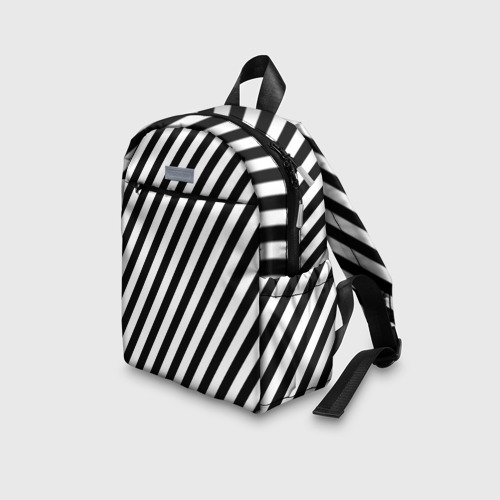 Детский рюкзак 3D с принтом Черно-белые полоски, вид сбоку #3