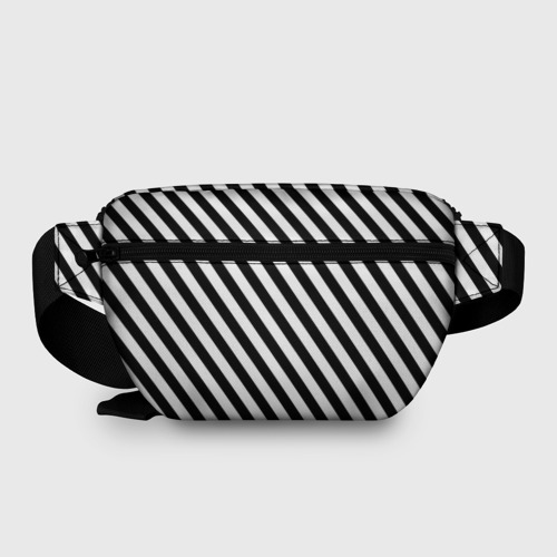 Поясная сумка 3D с принтом Черно-белые полоски, вид сзади #1