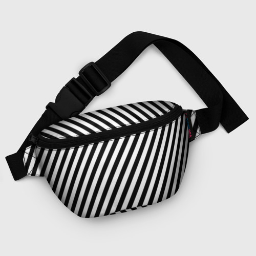 Поясная сумка 3D с принтом Черно-белые полоски, фото #5