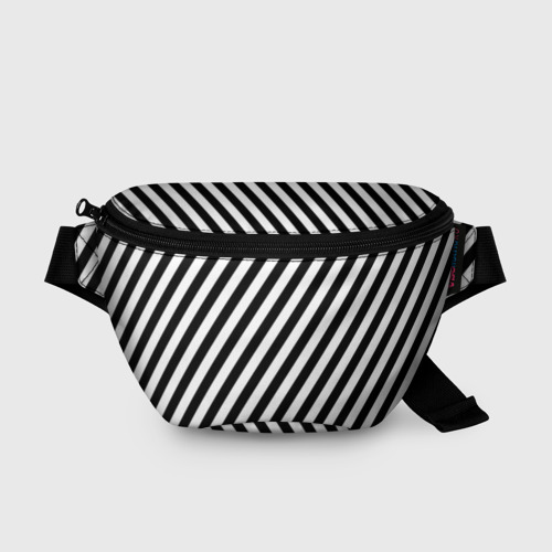 Поясная сумка 3D с принтом Черно-белые полоски, вид спереди #2