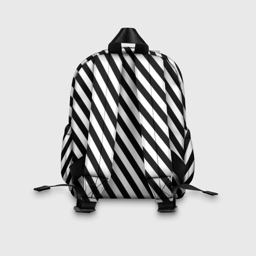 Детский рюкзак 3D с принтом Черно-белые полоски, вид сзади #2