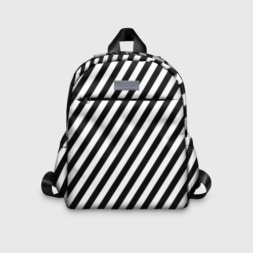 Детский рюкзак 3D с принтом Черно-белые полоски, вид спереди #2