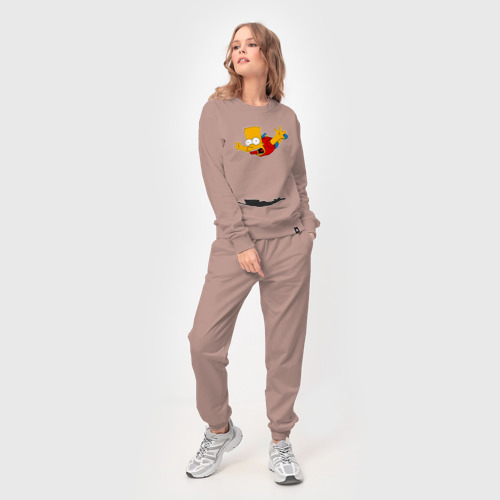 Женский костюм хлопок с принтом Барт Симпсон - падение, фото на моделе #1