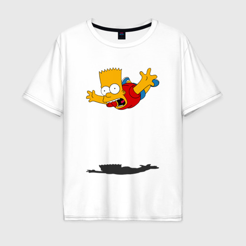 Мужская футболка хлопок Oversize с принтом Барт Симпсон - падение, вид спереди #2