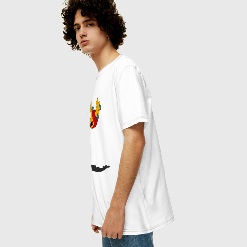 Мужская футболка хлопок Oversize с принтом Барт Симпсон - падение, вид сбоку #3