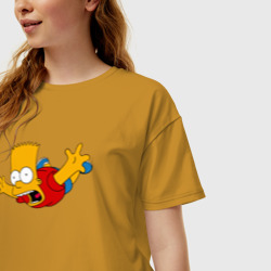 Женская футболка хлопок Oversize Барт Симпсон - падение - фото 2