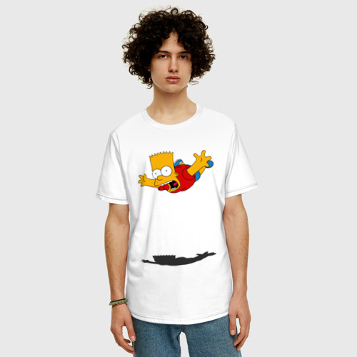 Мужская футболка хлопок Oversize с принтом Барт Симпсон - падение, фото на моделе #1