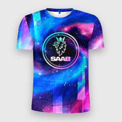 Мужская футболка 3D Slim Saab неоновый космос