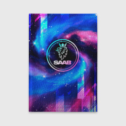 Обложка для автодокументов Saab неоновый космос