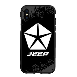 Чехол для iPhone XS Max матовый Jeep Speed на темном фоне со следами шин