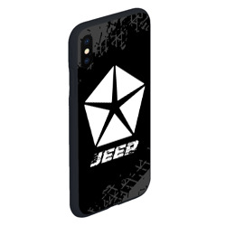 Чехол для iPhone XS Max матовый Jeep Speed на темном фоне со следами шин - фото 2