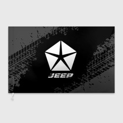 Флаг 3D Jeep Speed на темном фоне со следами шин