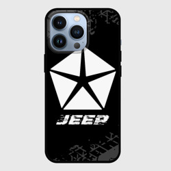 Чехол для iPhone 13 Pro Jeep Speed на темном фоне со следами шин