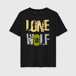 Женская футболка хлопок Oversize Lone Wolf - одинокий волк