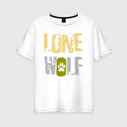 Женская футболка хлопок Oversize Lone Wolf - одинокий волк