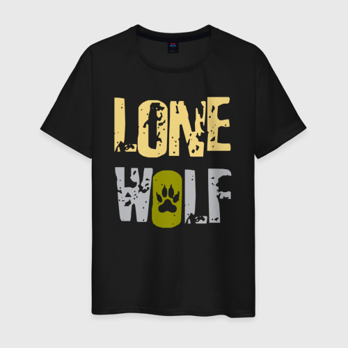 Мужская футболка хлопок Lone Wolf - одинокий волк, цвет черный