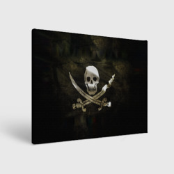 Холст прямоугольный Пиратский флаг - череп с ножами