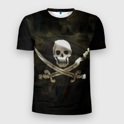 Мужская футболка 3D Slim Пиратский флаг - череп с ножами