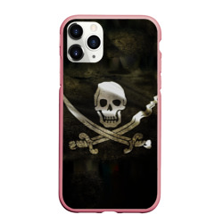 Чехол для iPhone 11 Pro Max матовый Пиратский флаг - череп с ножами
