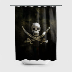 Штора 3D для ванной Пиратский флаг - череп с ножами