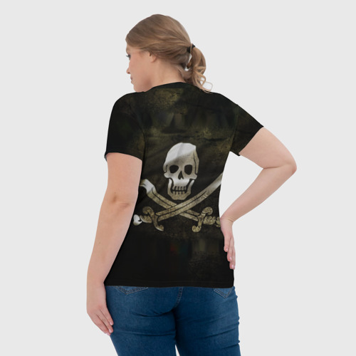Женская футболка 3D Пиратский флаг - череп с ножами, цвет 3D печать - фото 7