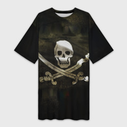 Платье-футболка 3D Пиратский флаг - череп с ножами