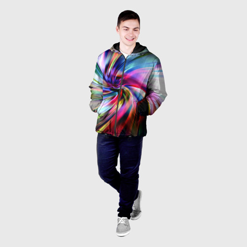 Мужская куртка 3D с принтом Радужная спираль, фото на моделе #1