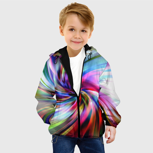 Детская куртка 3D Радужная спираль, цвет черный - фото 3