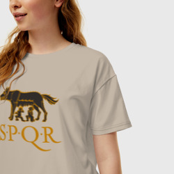 Женская футболка хлопок Oversize Капитолийская волчица SPQR - фото 2