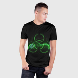 Мужская футболка 3D Slim Радиация - зелёный знак - фото 2
