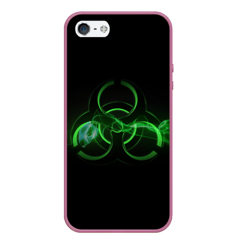 Чехол для iPhone 5/5S матовый Радиация - зелёный знак