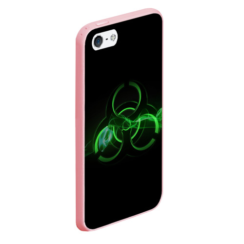 Чехол для iPhone 5/5S матовый Радиация - зелёный знак, цвет баблгам - фото 3
