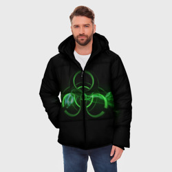 Мужская зимняя куртка 3D Радиация - зелёный знак - фото 2
