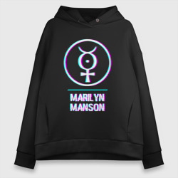 Женское худи Oversize хлопок Marilyn Manson glitch rock