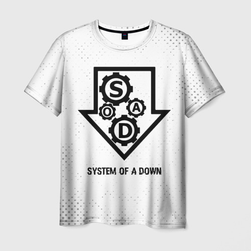 Мужская футболка 3D с принтом System of a Down glitch на светлом фоне, вид спереди #2