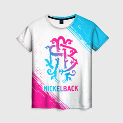 Женская футболка 3D Nickelback neon gradient style