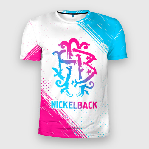 Мужская футболка 3D Slim Nickelback neon gradient style, цвет 3D печать