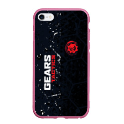 Чехол для iPhone 6/6S матовый Gears of War красно-белой лого на темном фоне