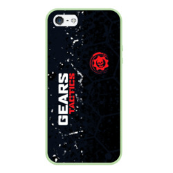Чехол для iPhone 5/5S матовый Gears of War красно-белой лого на темном фоне
