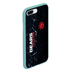 Чехол для iPhone 7Plus/8 Plus матовый Gears of War красно-белой лого на темном фоне - фото 2
