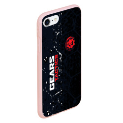 Чехол для iPhone 7/8 матовый Gears of War красно-белой лого на темном фоне - фото 2