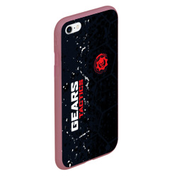 Чехол для iPhone 6/6S матовый Gears of War красно-белой лого на темном фоне - фото 2