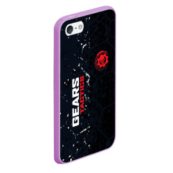 Чехол для iPhone 5/5S матовый Gears of War красно-белой лого на темном фоне - фото 2
