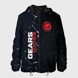 Мужская куртка 3D Gears of War красно-белой лого на темном фоне
