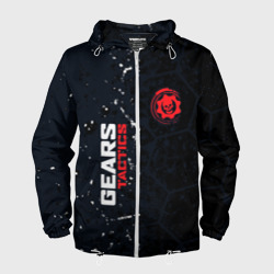 Мужская ветровка 3D Gears of War красно-белой лого на темном фоне
