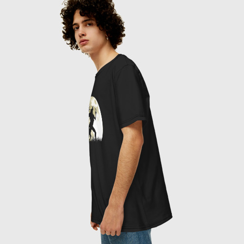 Мужская футболка хлопок Oversize Оборотень в Полнолуние, цвет черный - фото 5
