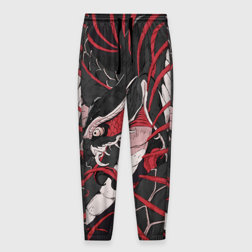 Мужские брюки 3D с принтом Японская змея уроборос, вид спереди #2