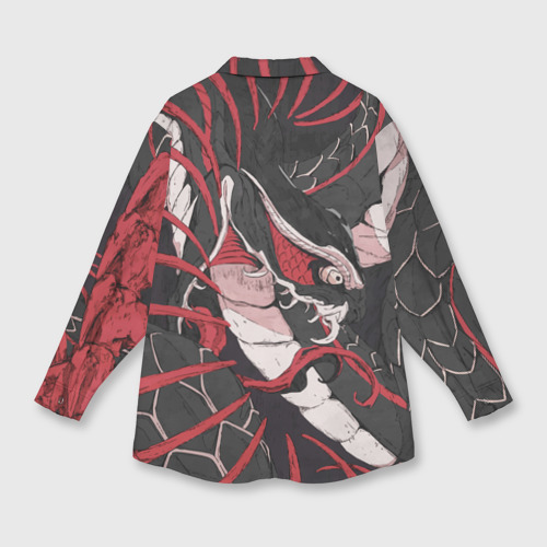 Мужская рубашка oversize 3D с принтом Японская змея уроборос, вид сзади #1