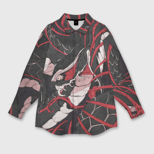 Мужская рубашка oversize 3D с принтом Японская змея уроборос, вид спереди #2