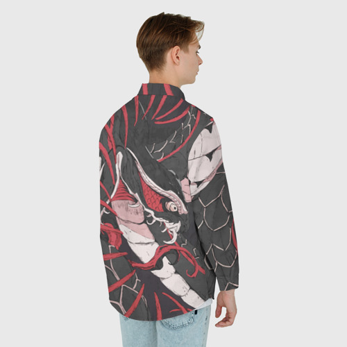Мужская рубашка oversize 3D с принтом Японская змея уроборос, вид сзади #2